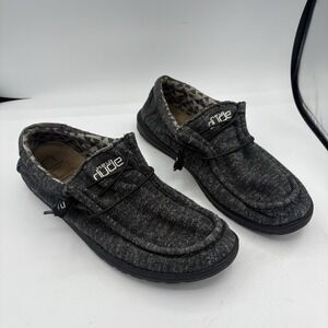 Hey Dude Shoes Mens Size 12 Wally B Stretch Black Melange Slip On Charcoal